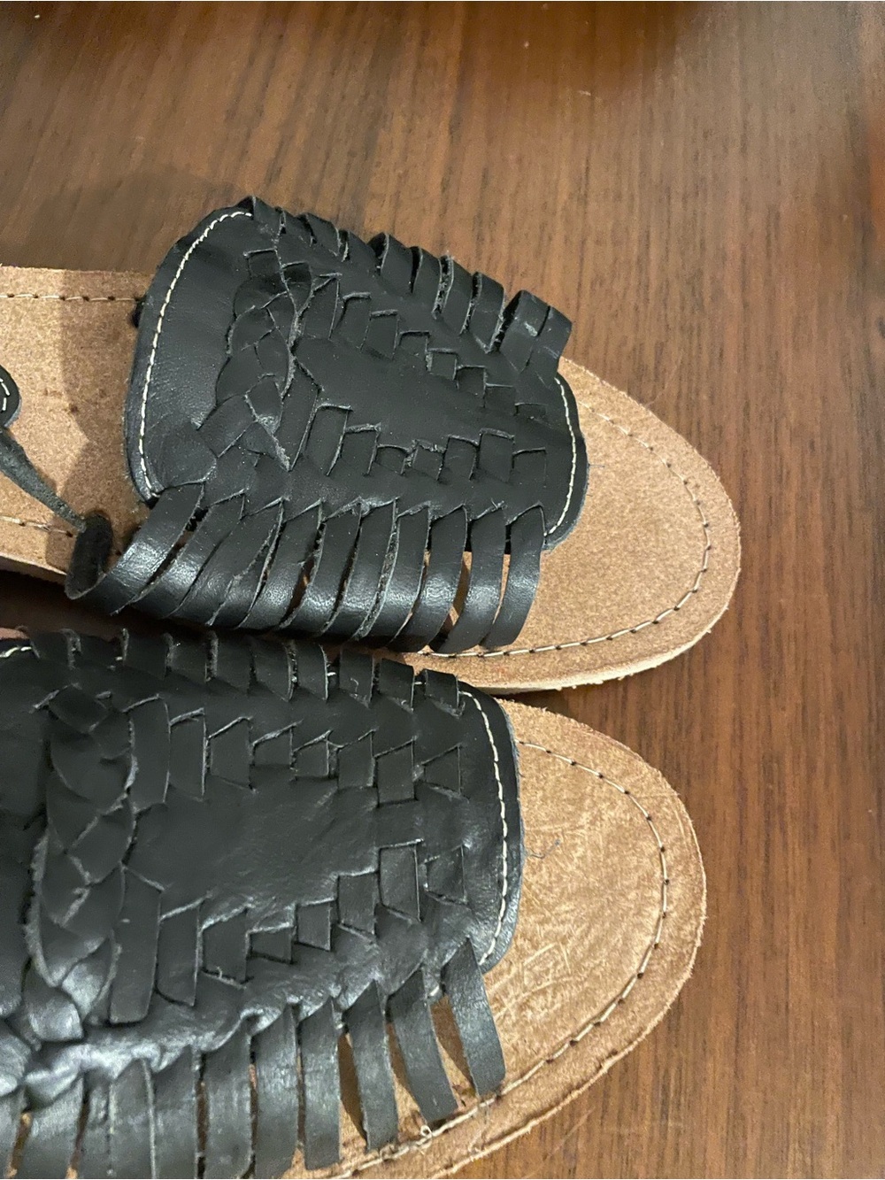 Mexican Leather Woven Leather Slide wrap string Sandals in Black - Never worn